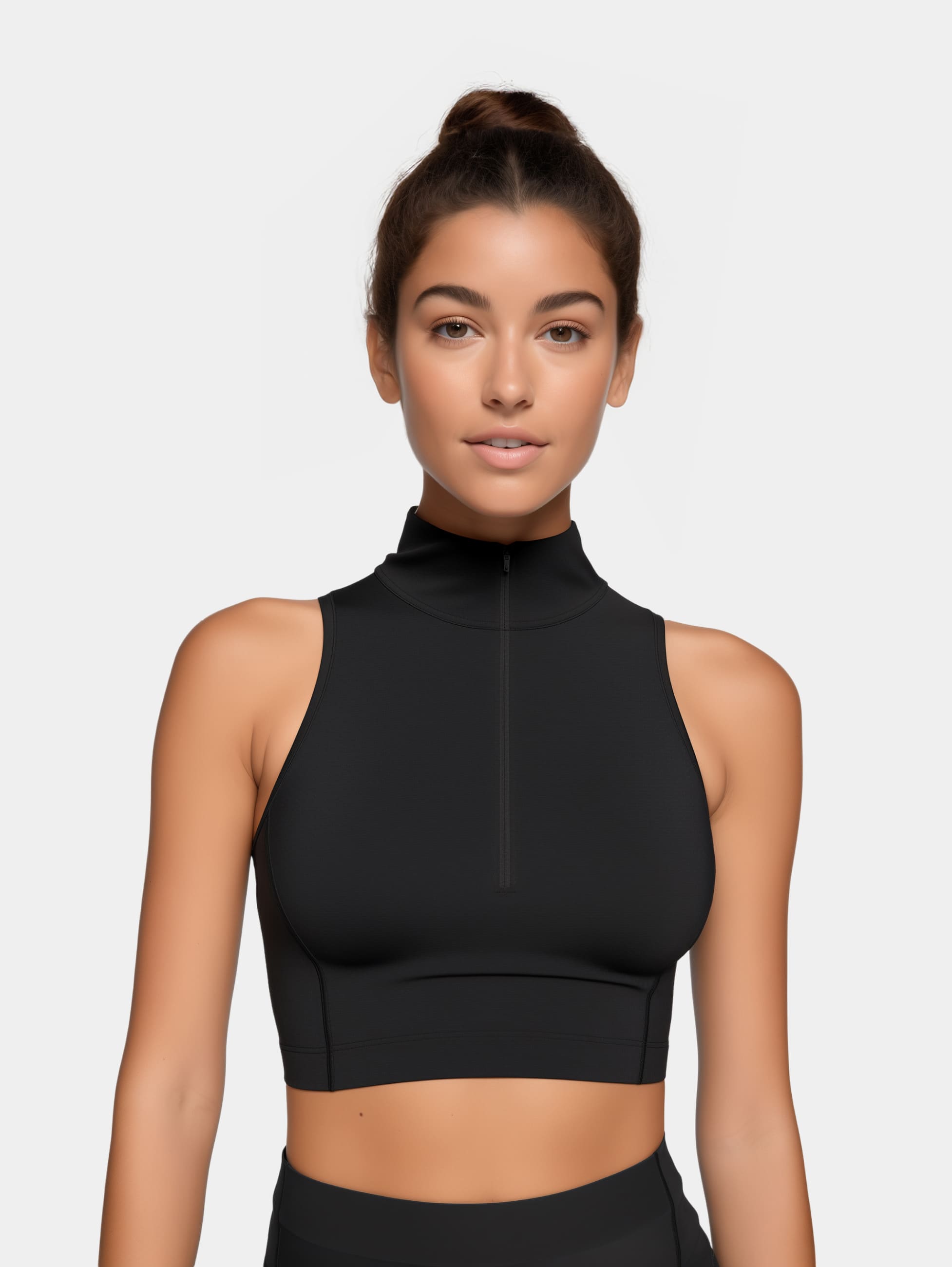 Crop deportivo con cuello con cremallera